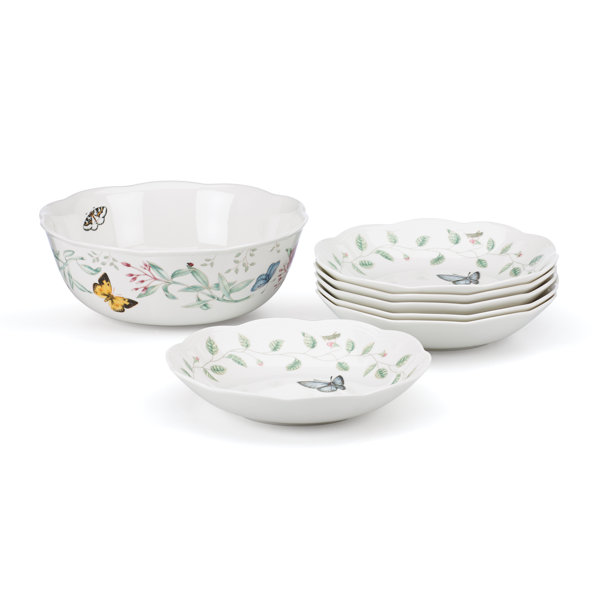 Lenox Butterfly Meadow Gewürz-Set 7-teilig – Porzellan-Gewürzgläser Mit Tablett In Weiß